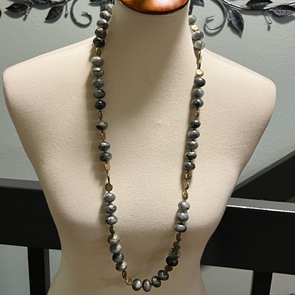 Premier Designs Green and Gold Beaded Necklace #PNNK1